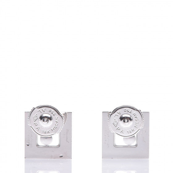 18K White Gold Diamond Ruby Happy Diamonds Square Earrings