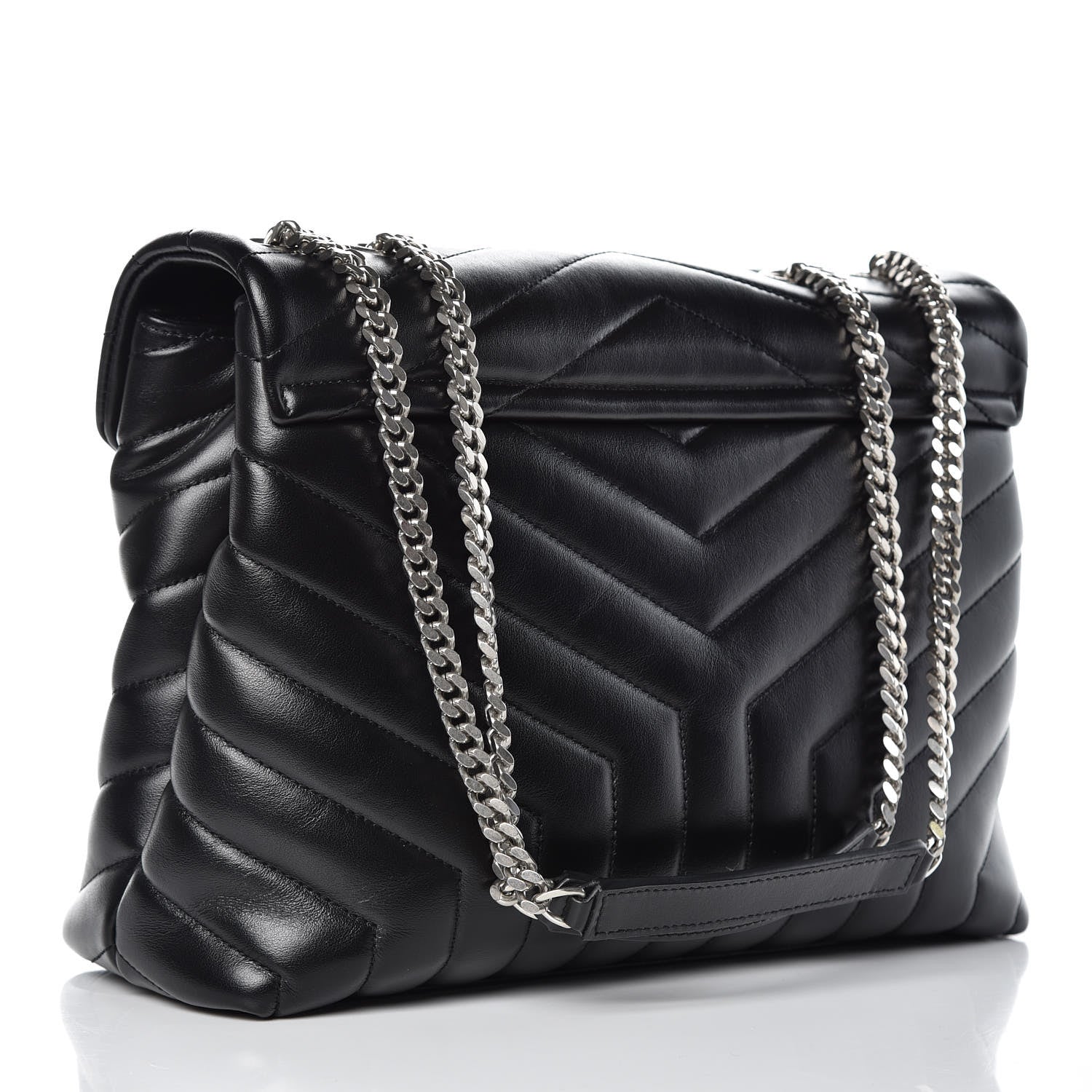 Saint Laurent Calfskin Y Quilted Monogram Medium Loulou Chain Satchel Black 3 of 10
