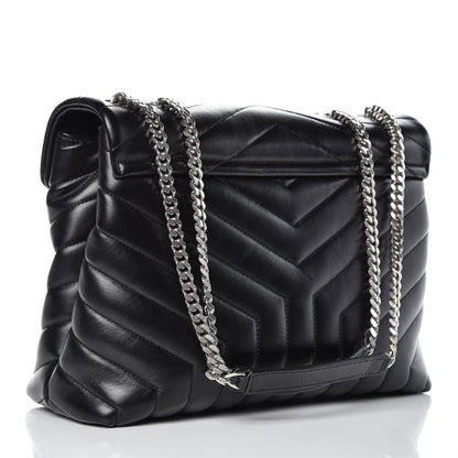 Saint Laurent Calfskin Y Quilted Monogram Medium Loulou Chain Satchel Black 3 of 10