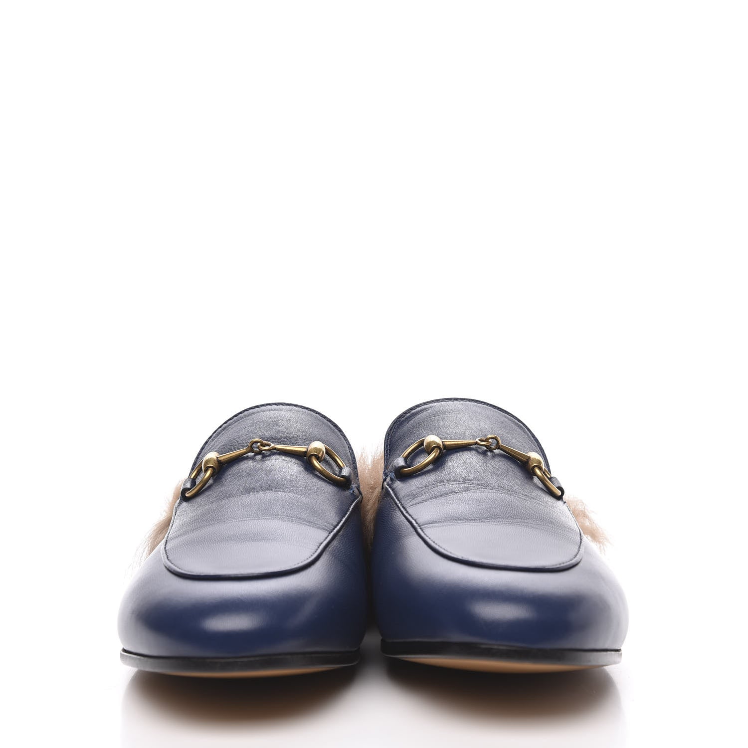 Gucci Malaga Kid Fur Womens Princetown Slippers 38.5 Blue Agata 3 of 8