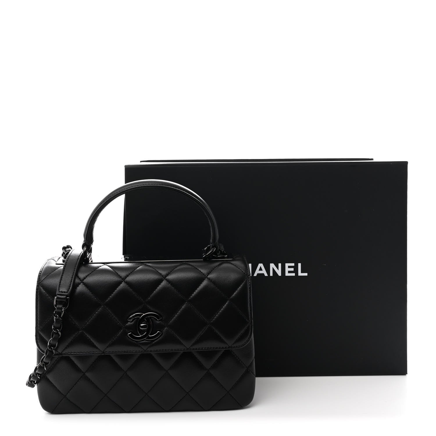 Chanel Lambskin Quilted Small Trendy CC Dual Handle Flap Bag So Black 12 of 12