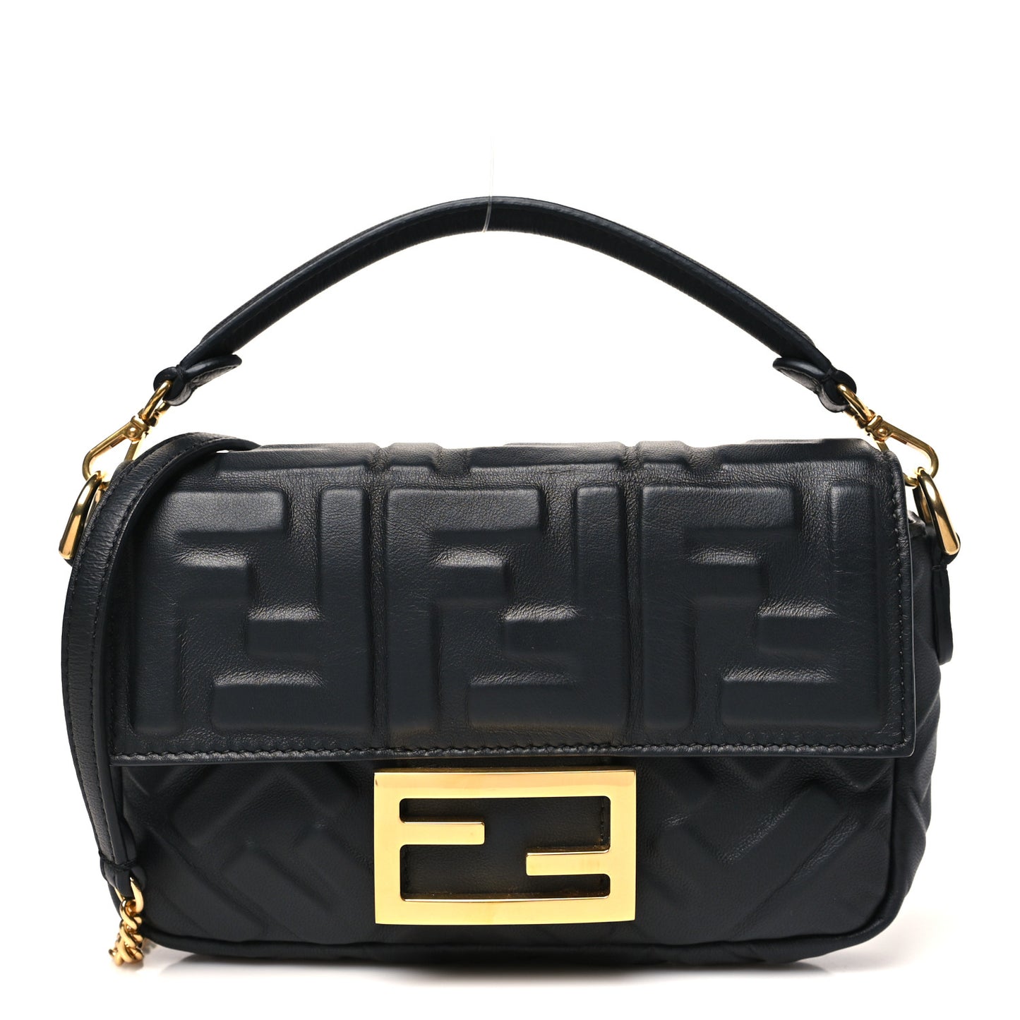 Nappa FF 1974 Embossed Mini Baguette Black