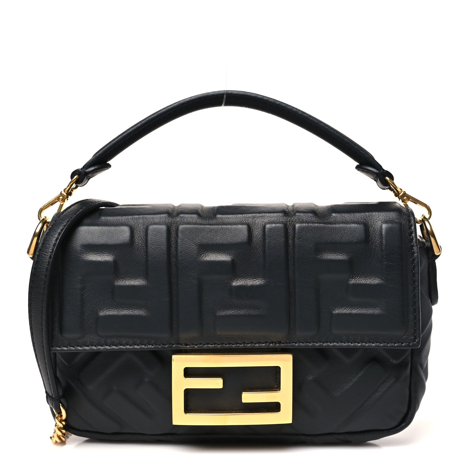 Fendi Nappa FF 1974 Embossed Mini Baguette Black 1 of 10