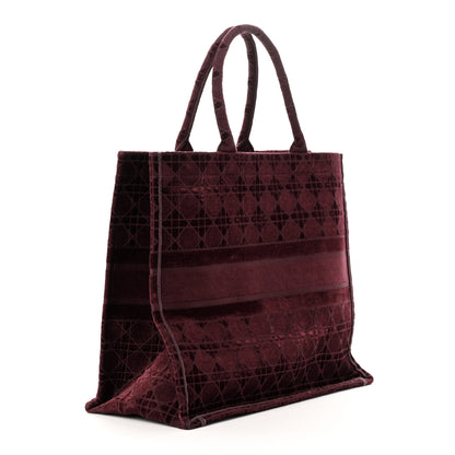 Christian Dior Velvet Cannage Large Book Tote Burgundy 3 of 13