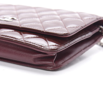 Chanel Patent Quilted Wallet On Chain WOC Burgundy 11 of 13