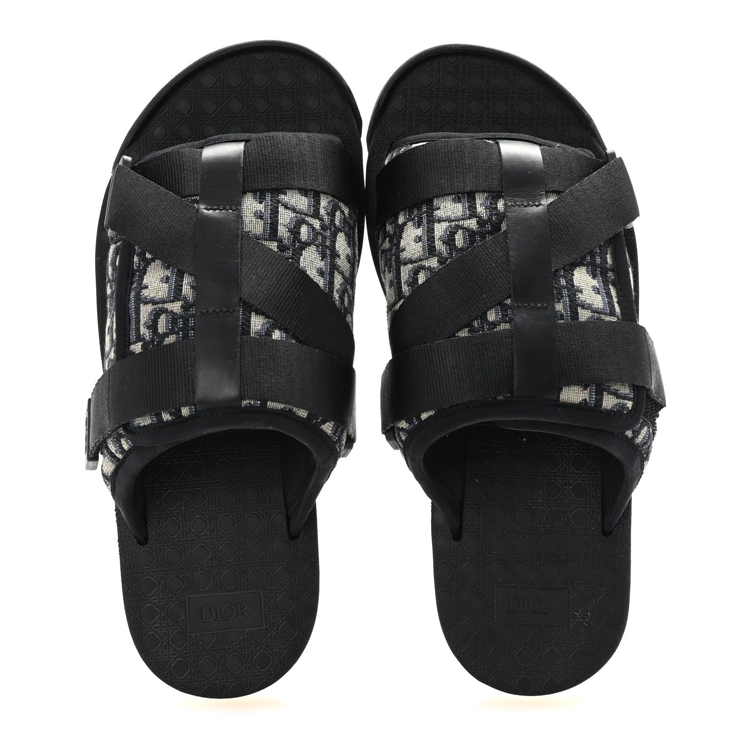 Christian Dior Oblique Jacquard Mens Alpha Sandals 41 Beige Black 2 of 10
