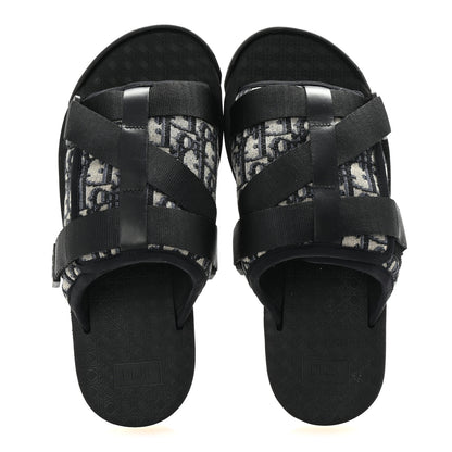 Christian Dior Oblique Jacquard Mens Alpha Sandals 41 Beige Black 2 of 10