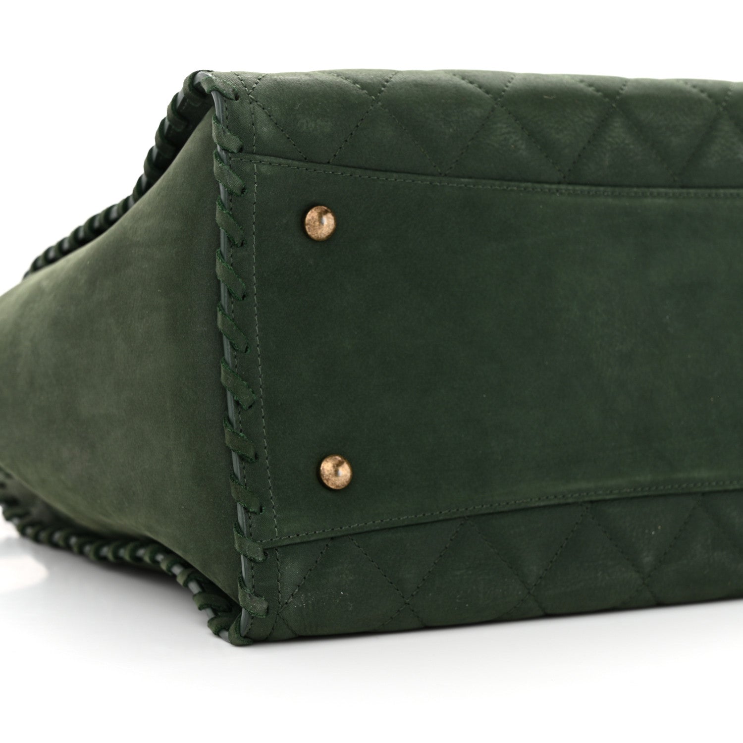 Chanel Calfskin Quilted Whipstich Shopping Tote Green 9 of 12
