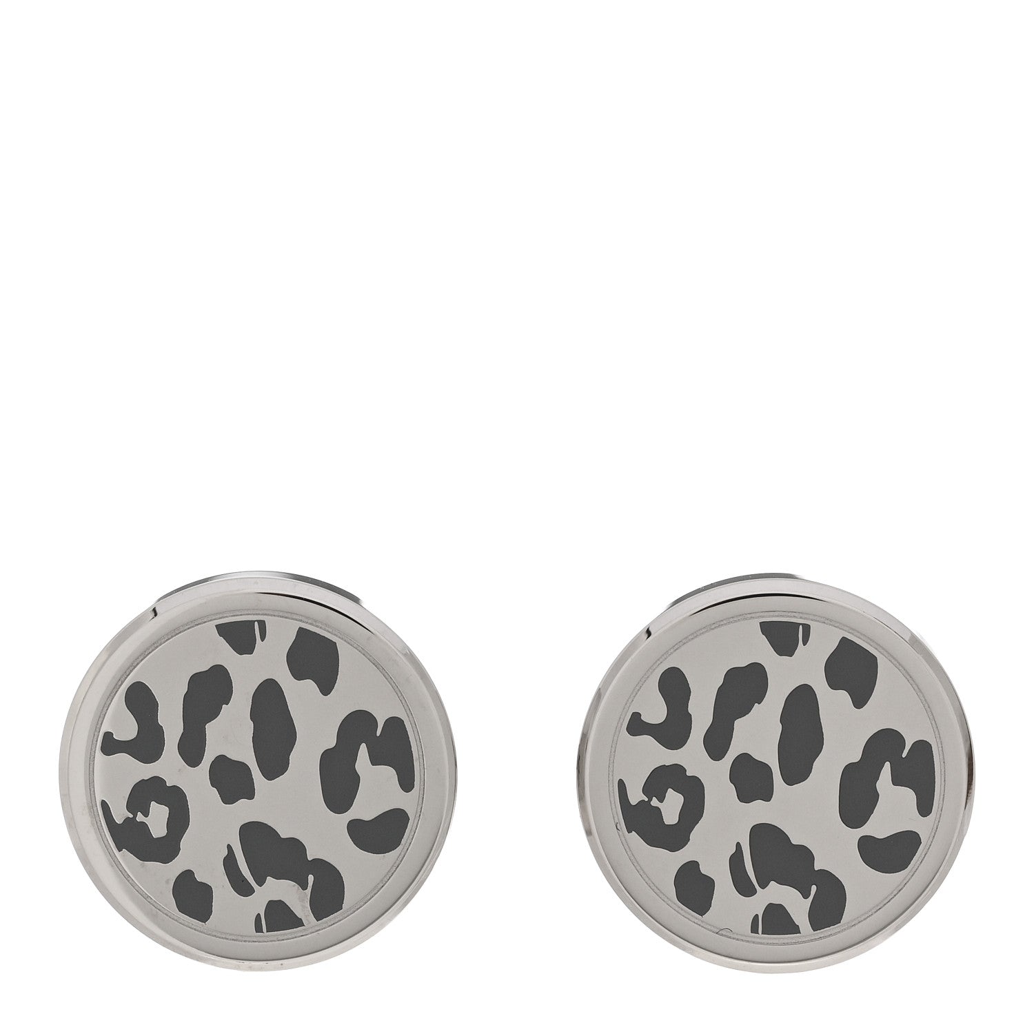 Cartier Sterling Silver Palladium Black Lacquer Panthere Cufflinks 1 of 6