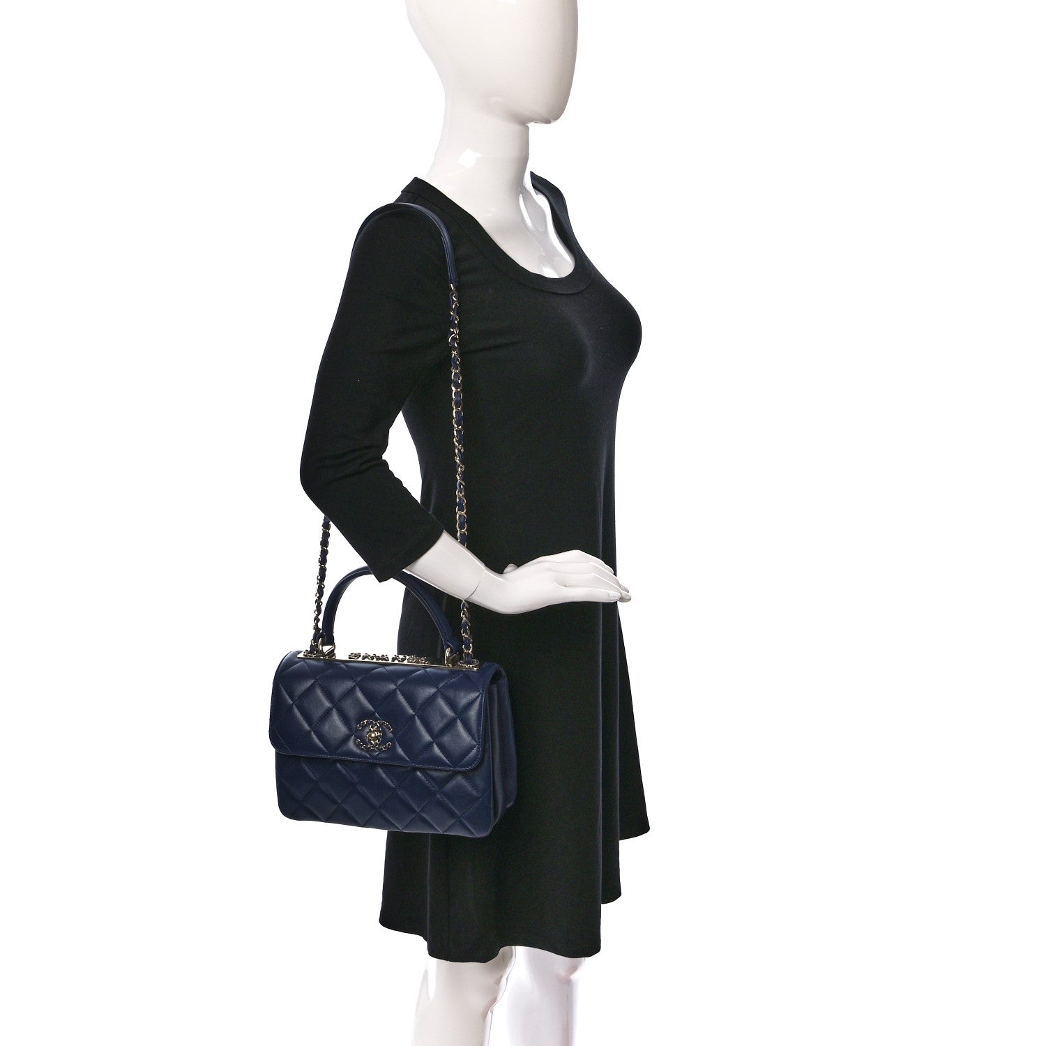 Chanel Lambskin Quilted Small Trendy CC Chain Dual Handle Flap Bag Navy 2 of 10