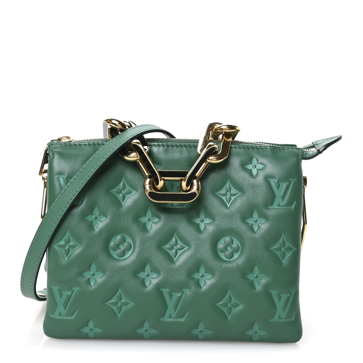 Louis Vuitton Lambskin Embossed Monogram Coussin BB Emeraude 1 of 10