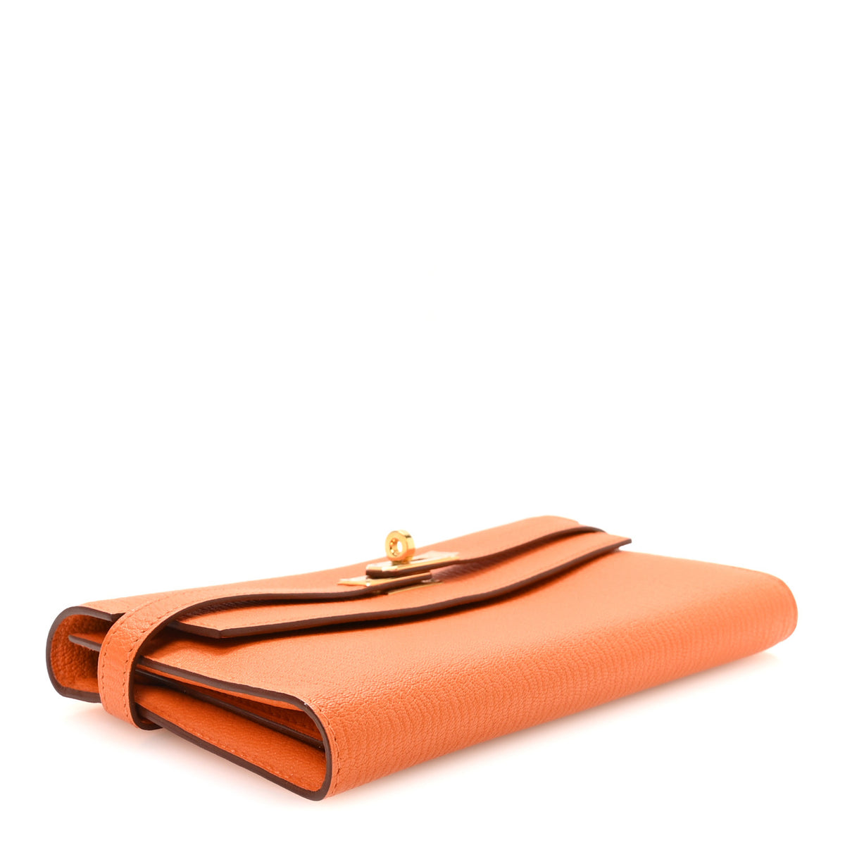 Hermes Chevre Mysore Kelly Longue Wallet Orange 4 of 8