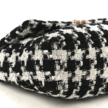 Chanel Tweed Quilted Large Chanel 19 Flap Black Ecru White 8 of 9