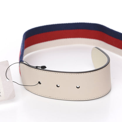 Gucci Nylon Calfskin Sylvie Web Double G 40mm Belt 95 38 Mystic White Hibiscus Red Maritime 3 of 4