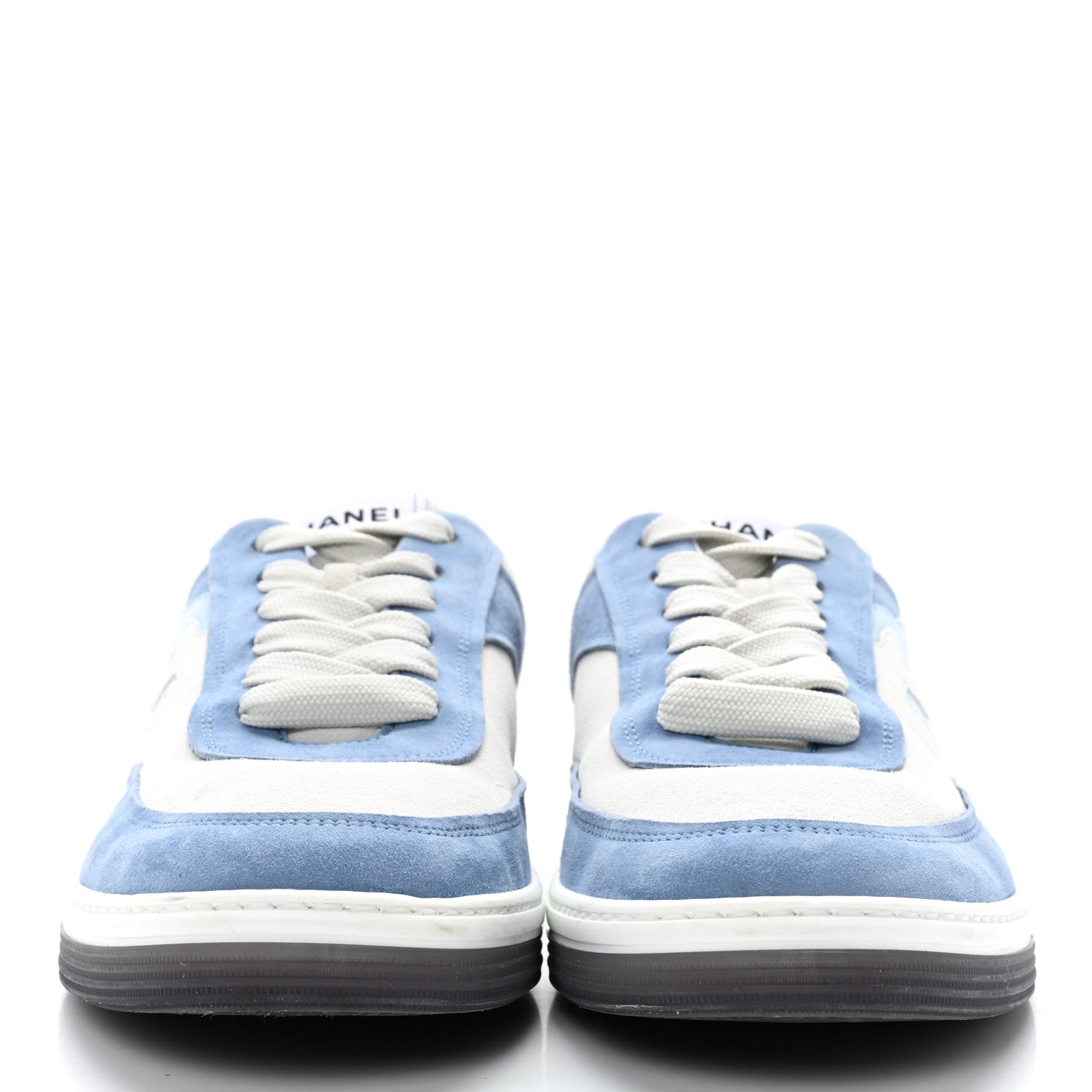 Chanel Suede Kidskin Womens CC Sneakers 41 White Blue 2 of 11