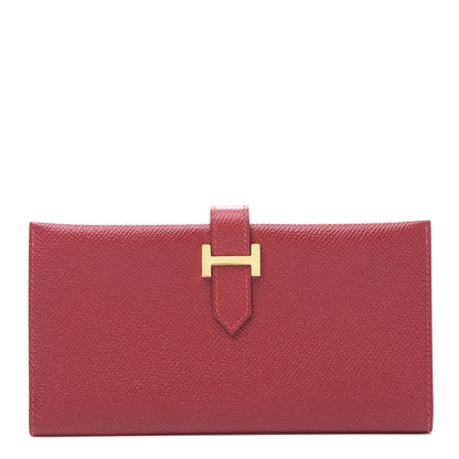 Hermes Courchevel Bearn Gusset Wallet Rouge Vif 1 of 8