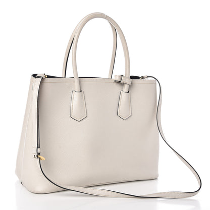 Prada Saffiano Cuir Medium Double Bag Talco Black 3 of 12