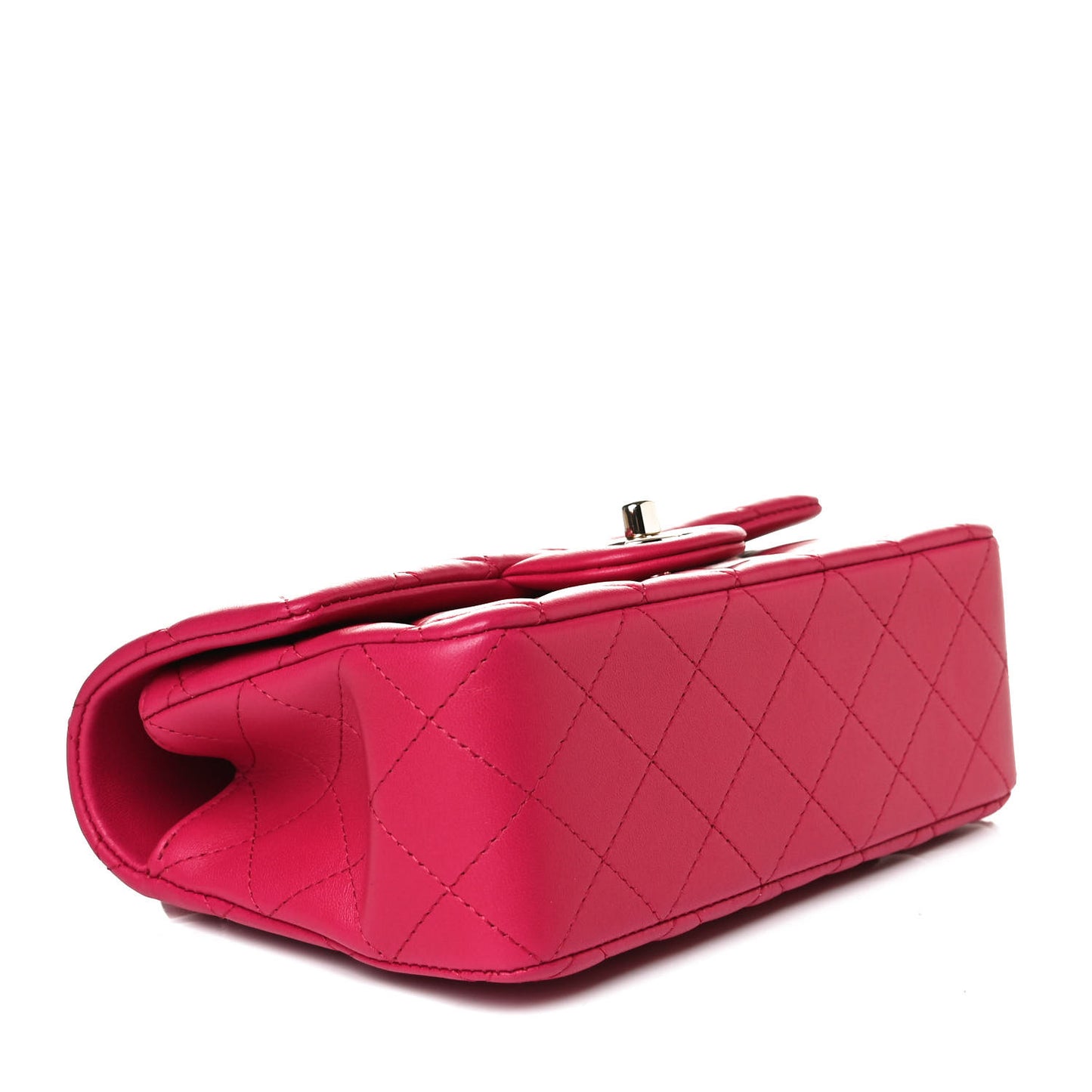 Lambskin Quilted Mini Top Handle Rectangular Flap Dark Pink
