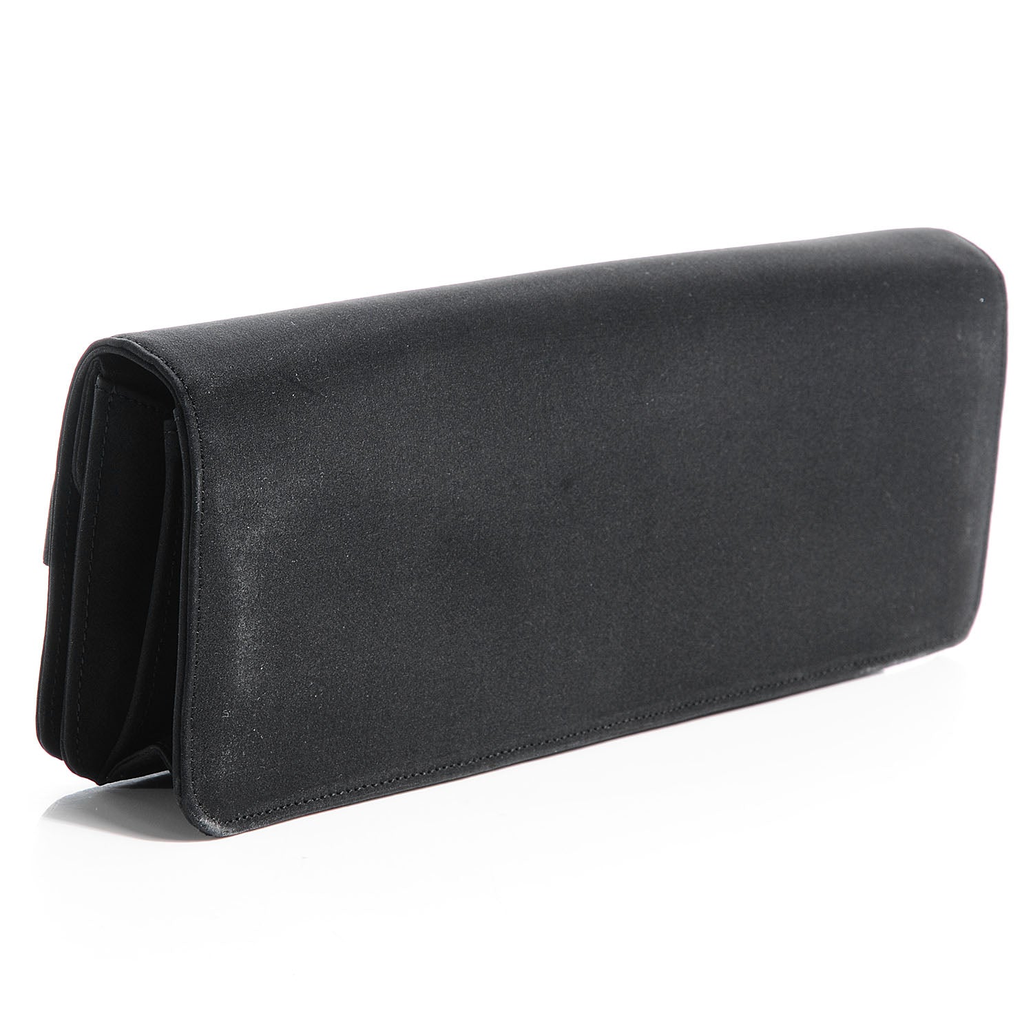 Chanel Satin Ribbon Bow Clutch Black 3 of 7