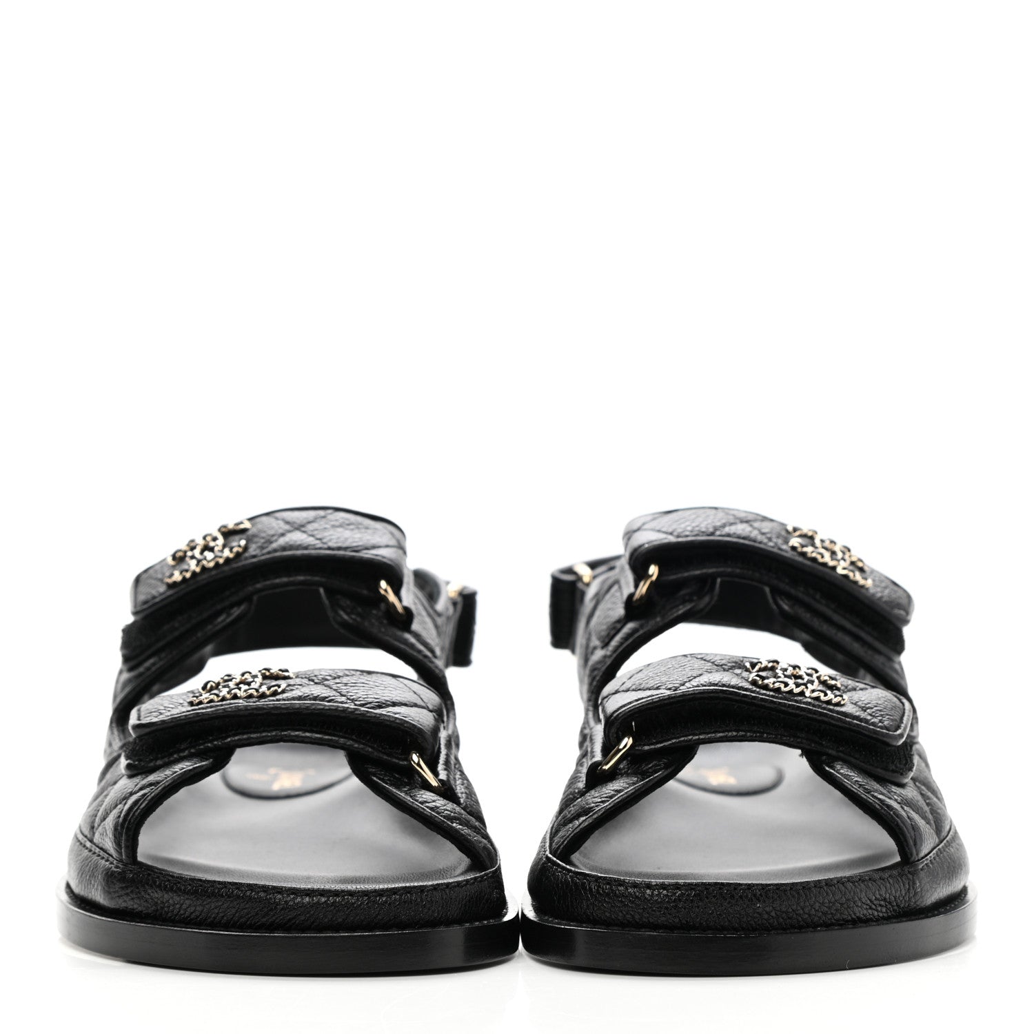 Chanel Grained Calfskin Velcro Dad Sandals 35.5 Black 2 of 10