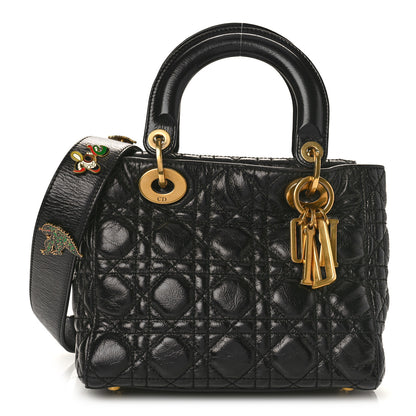 Christian Dior Crinkled Patent Cannage Small Lucky Badges My Lady Dior Black 1 of 9