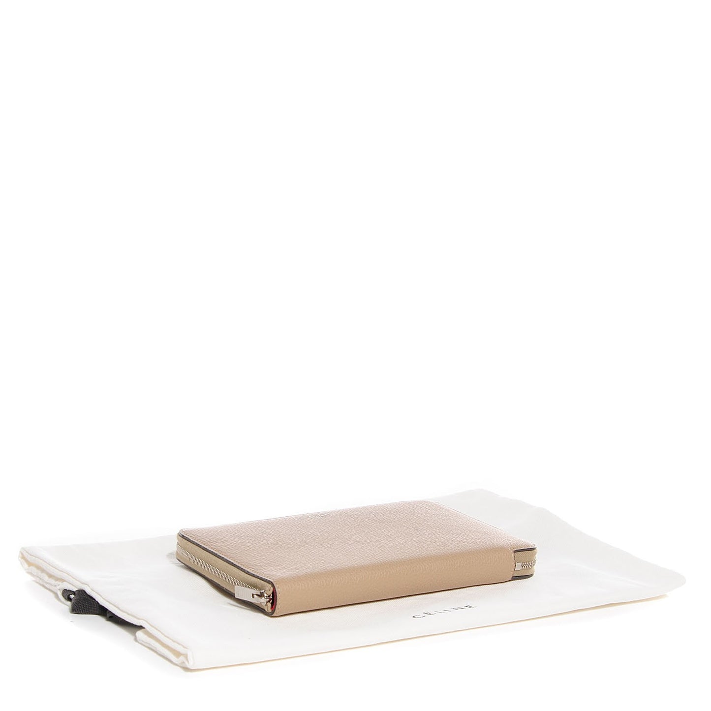 Drummed Calfskin Zip Around Organizer Wallet Dune