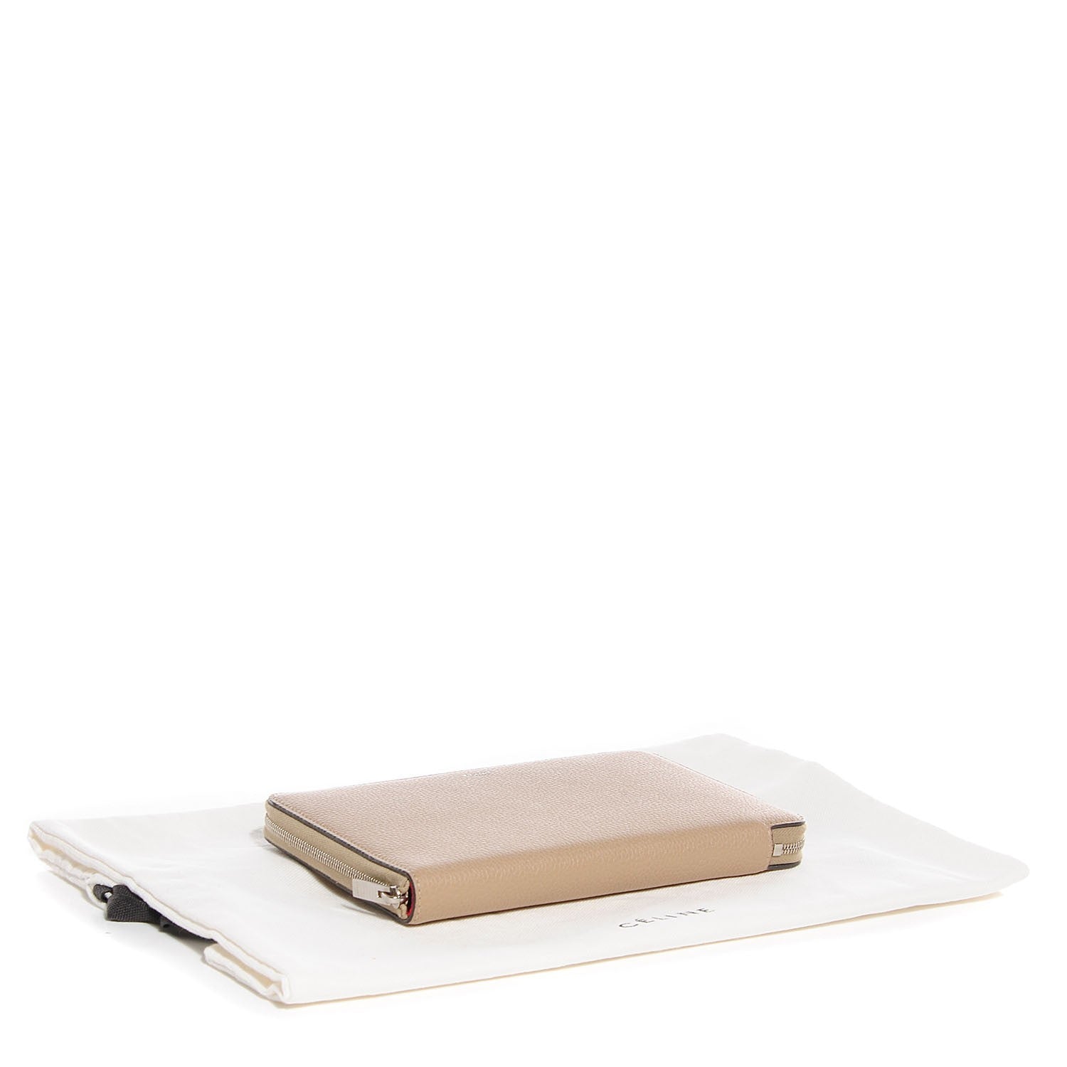Celine Drummed Calfskin Zip Around Organizer Wallet Dune 4 of 10