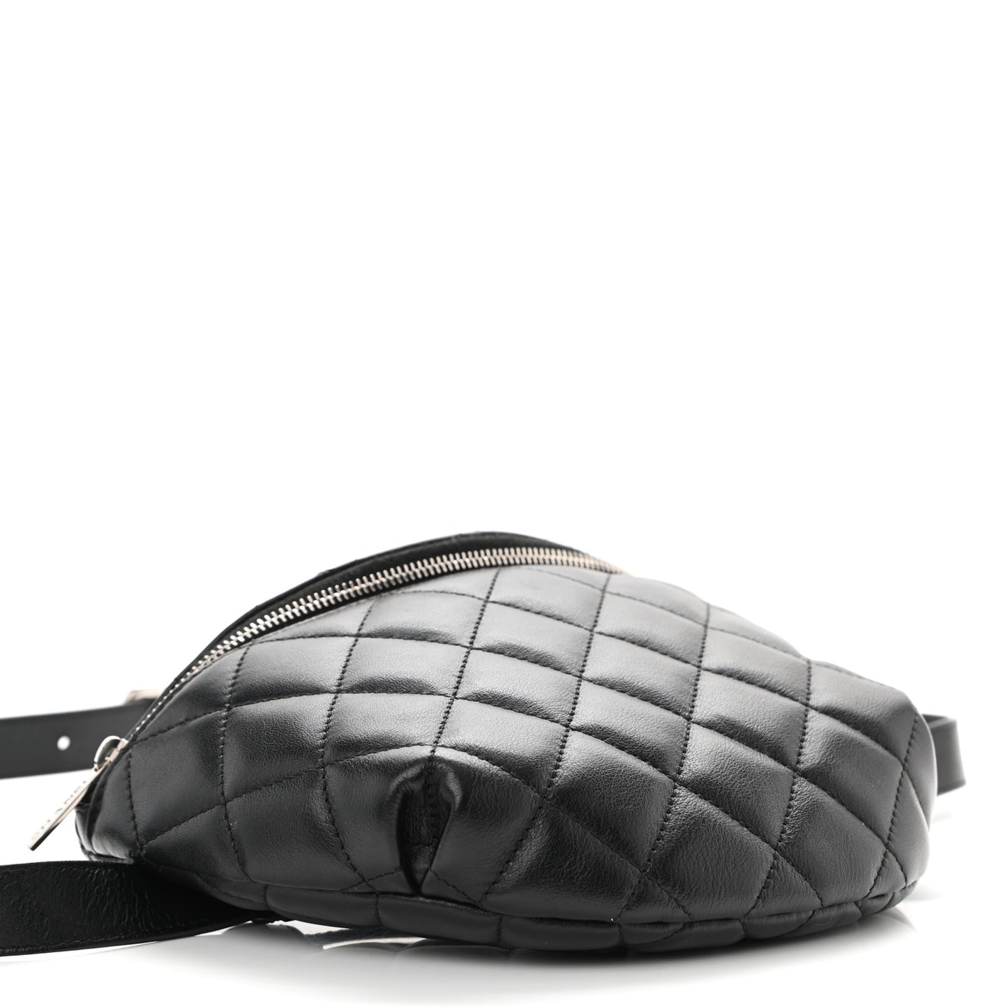 Lambskin Quilted Waist Belt Bag Black