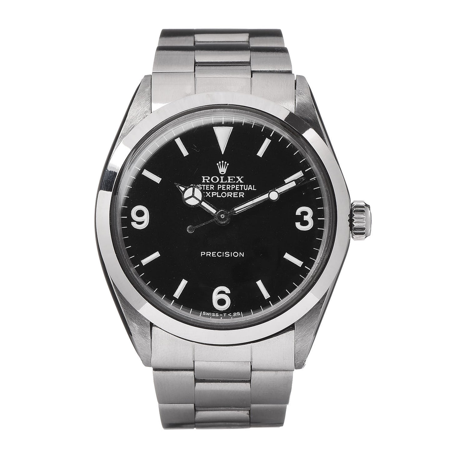 Stainless Steel 34mm Oyster Perpetual Explorer Precision Watch Black 5500