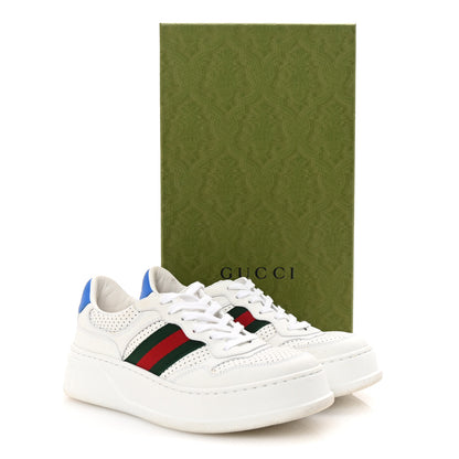Gucci Calfskin Web Perforated Womens Platform 55mm Sneakers 38.5 White Bright Splash 9 of 9