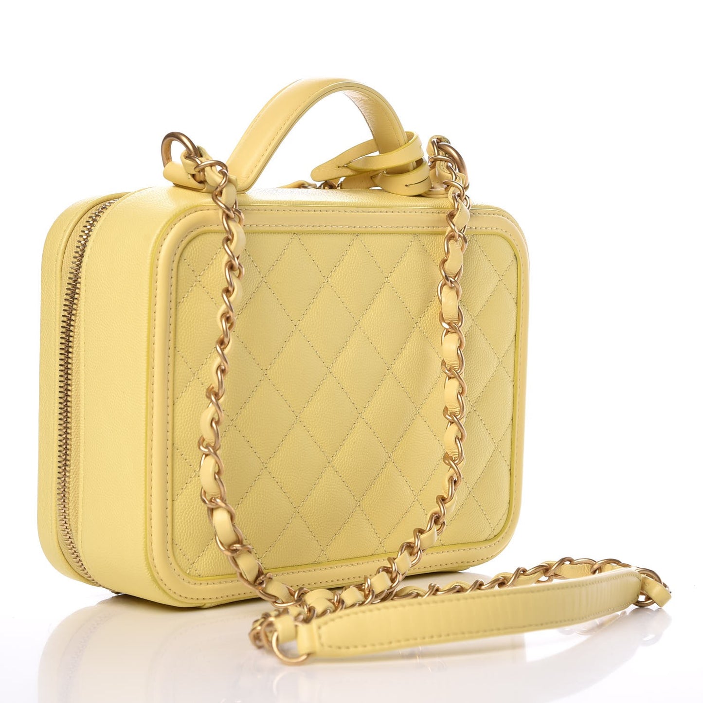 Caviar Quilted Medium CC Filigree Vanity Case Yellow