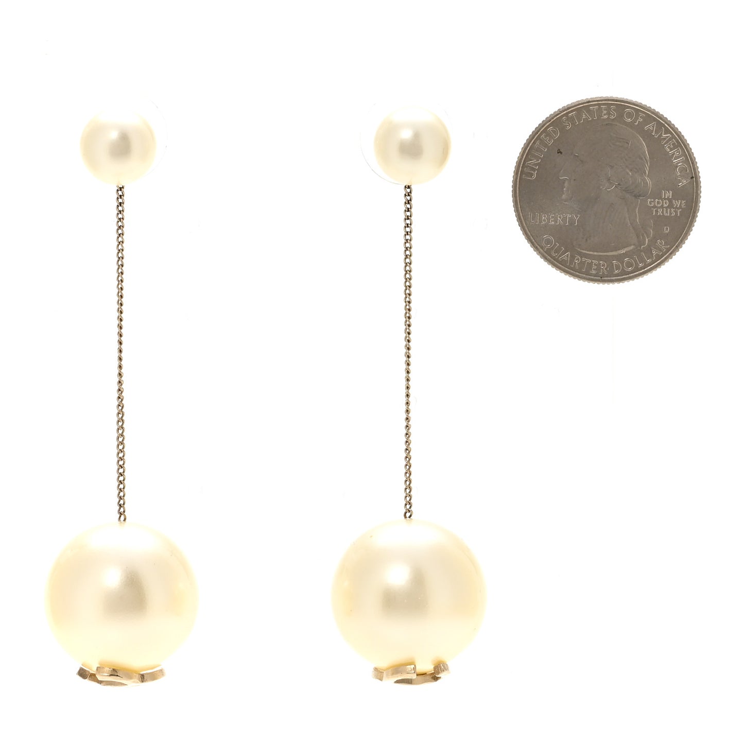 Pearl CC Drop Earrings Gold