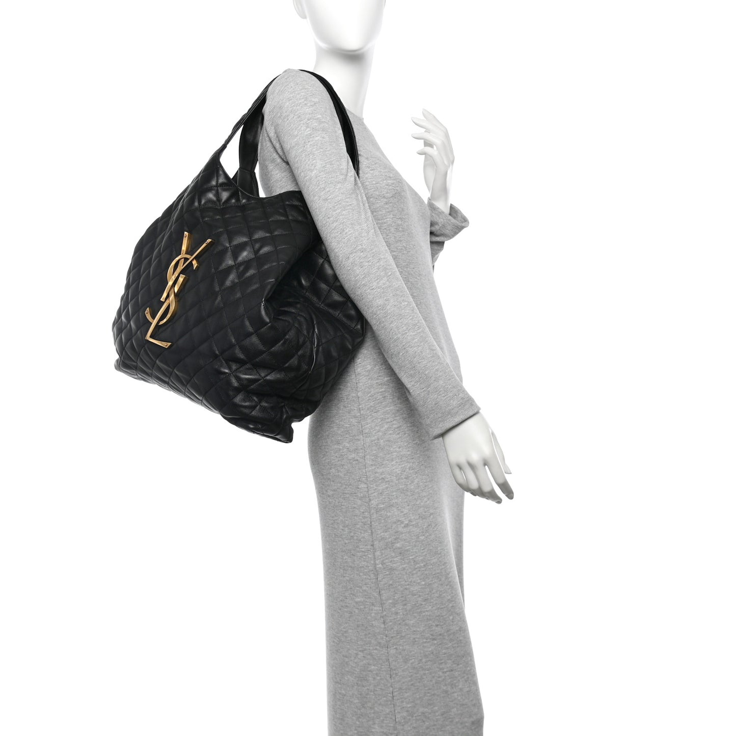 Lambskin Quilted Maxi Icare Shopping Tote Black