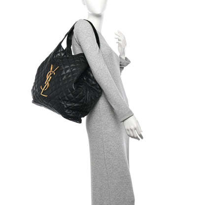 Saint Laurent Lambskin Quilted Maxi Icare Shopping Tote Black 2 of 12