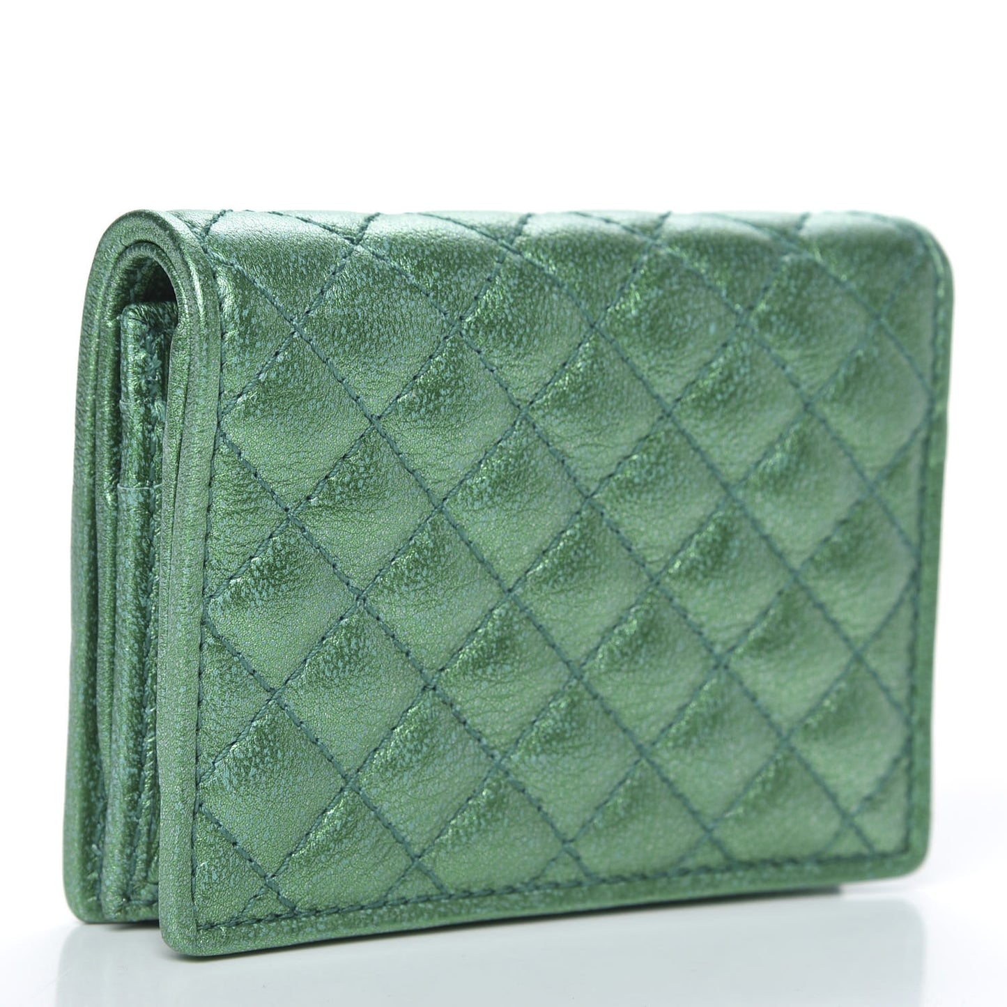 Laminated Nappa Trapuntata Zumi Card Case Jasmine Green