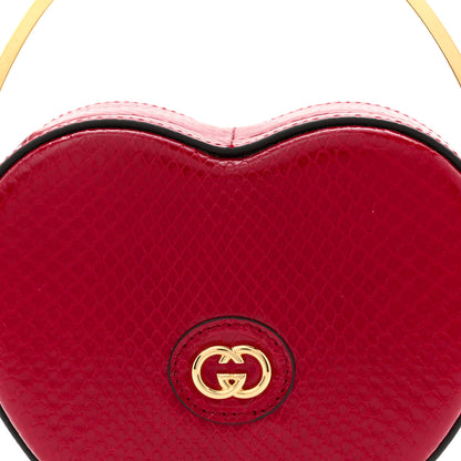 Gucci Snakeskin Broadway Mini Heart Top Handle Bag Rasberry Candy 8 of 12
