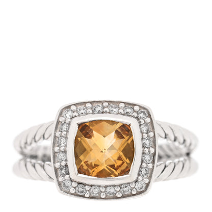 David Yurman Sterling Silver Diamond Citrine 7mm Petite Albion Ring 52 6 1 of 4
