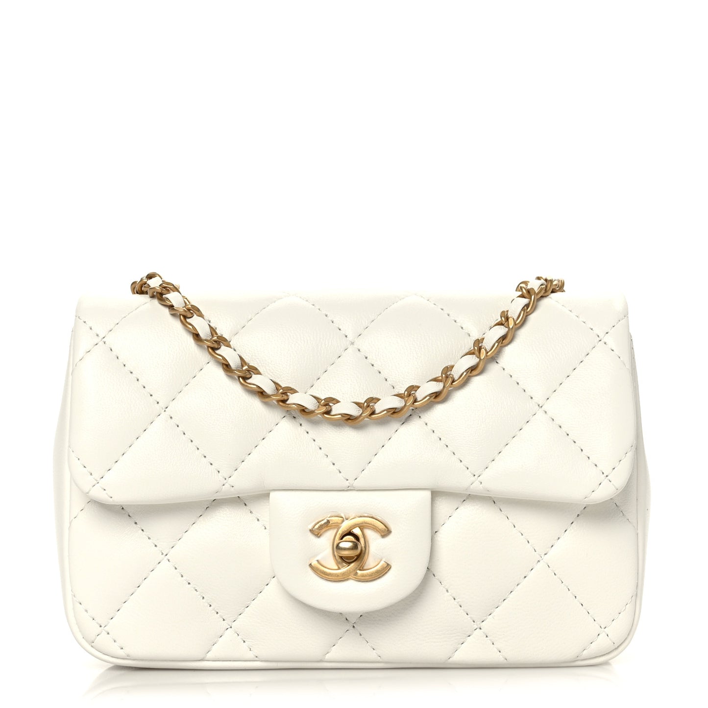 Lambskin Quilted Mini Heart Charms Flap White