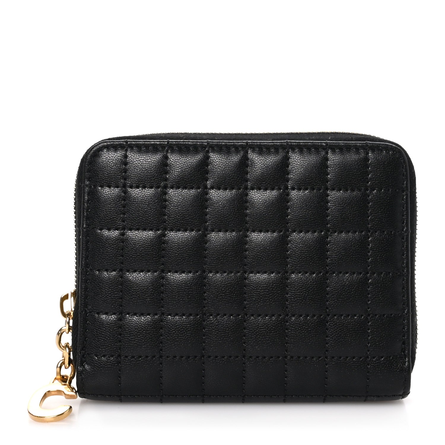 Celine Calfskin Quilted C Charm Wallet Black 1 of 9