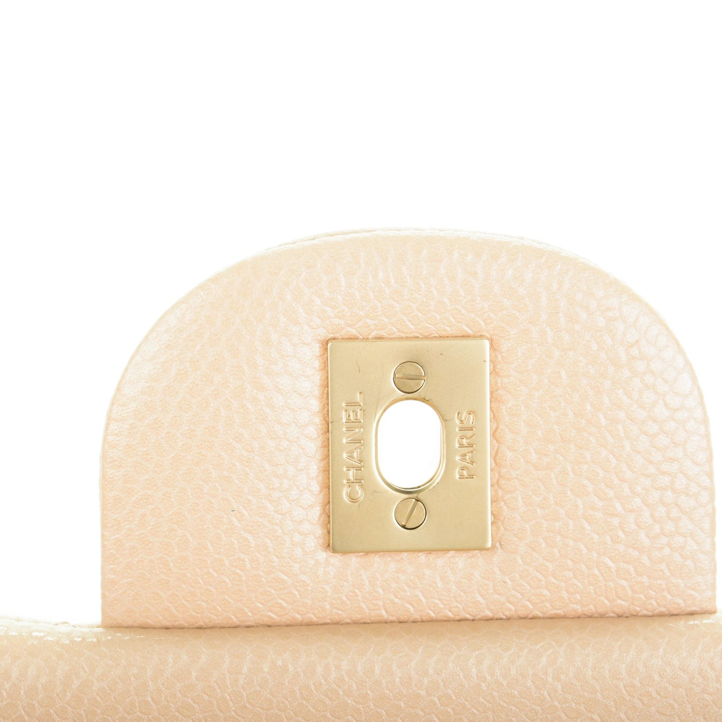 Caviar Quilted Jumbo Double Flap Beige Clair