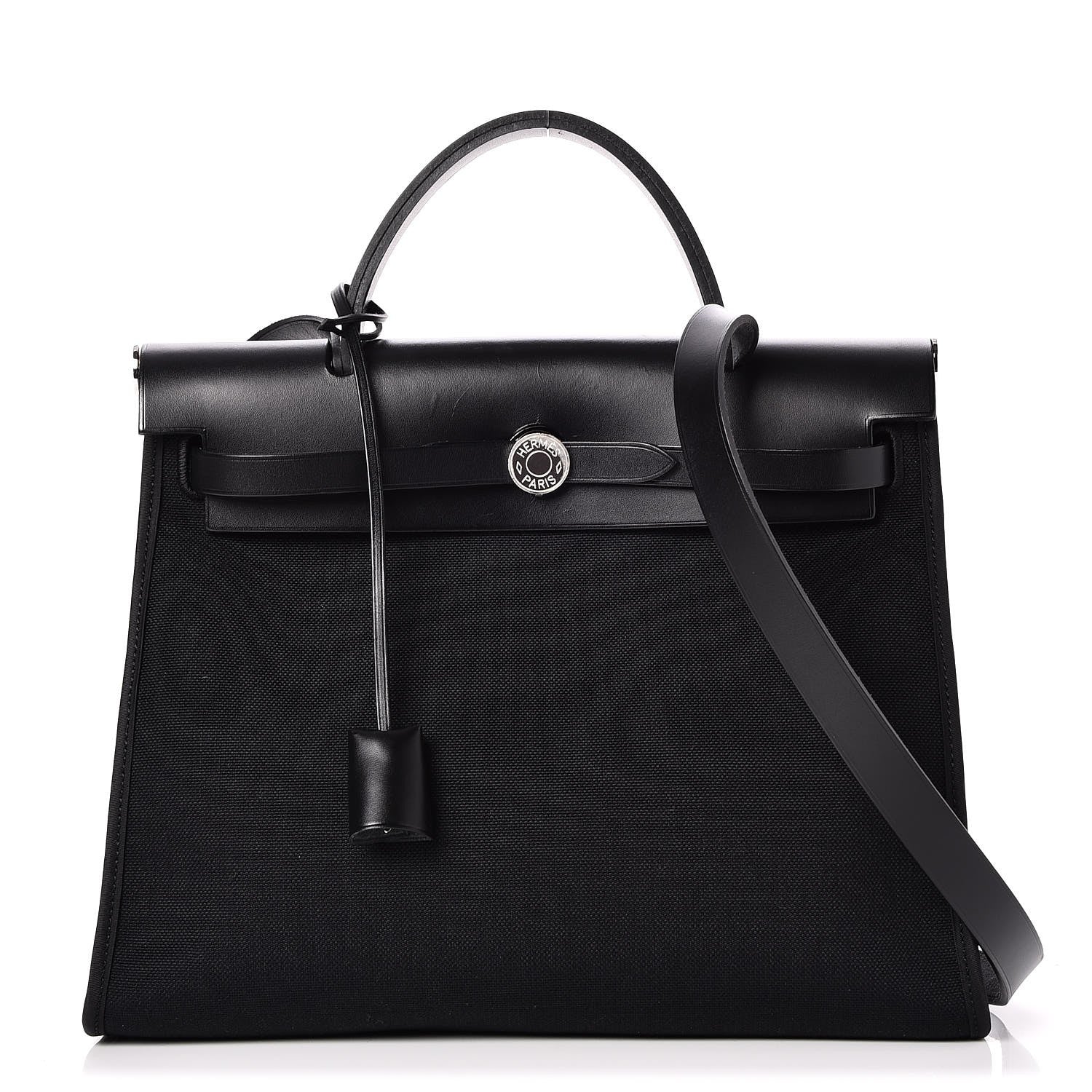 Hermes Military Toile Vache Hunter Herbag Zip PM 31 Black 1 of 9