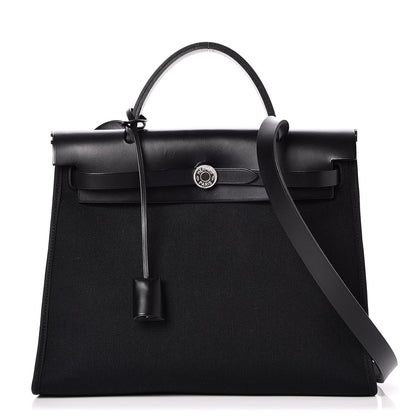 Hermes Military Toile Vache Hunter Herbag Zip PM 31 Black 1 of 9