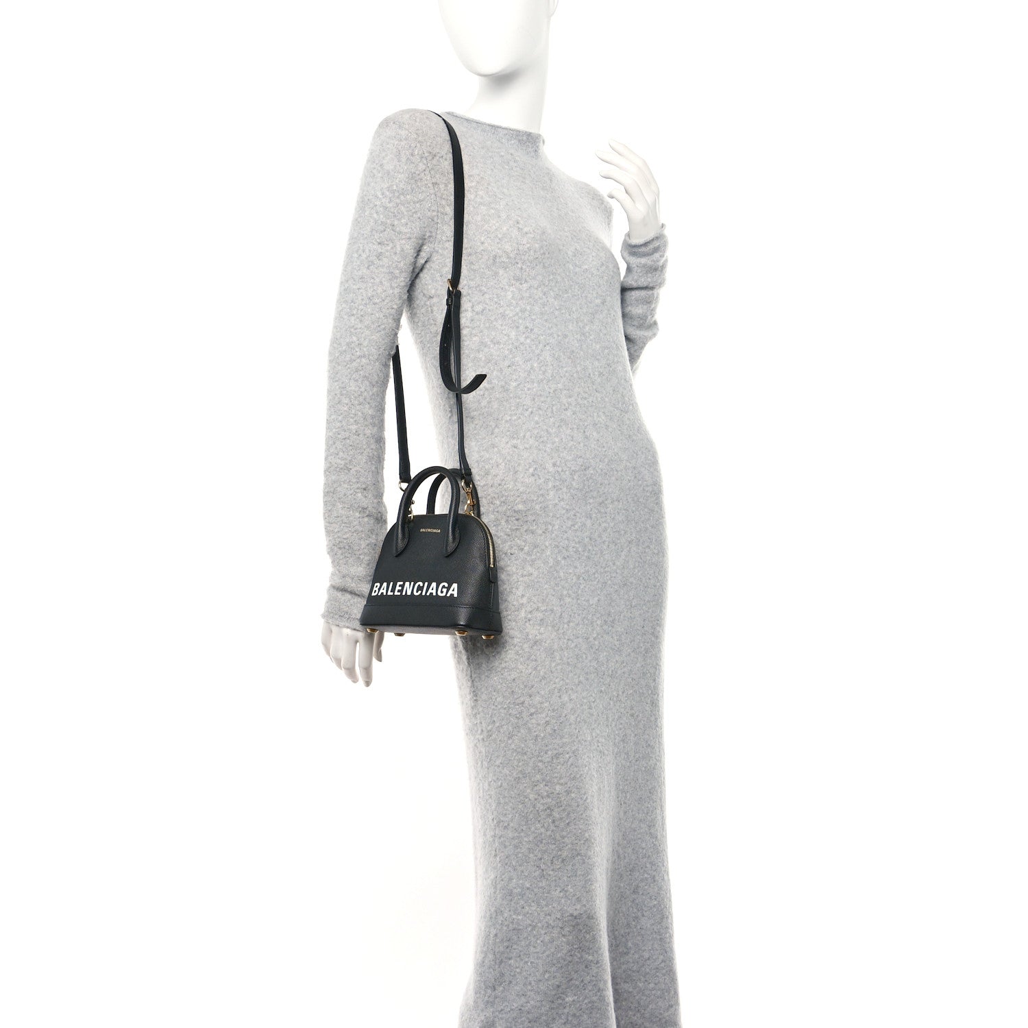 Balenciaga Signature Grained Calfskin XXS Ville Top Handle Bag Black White 2 of 10