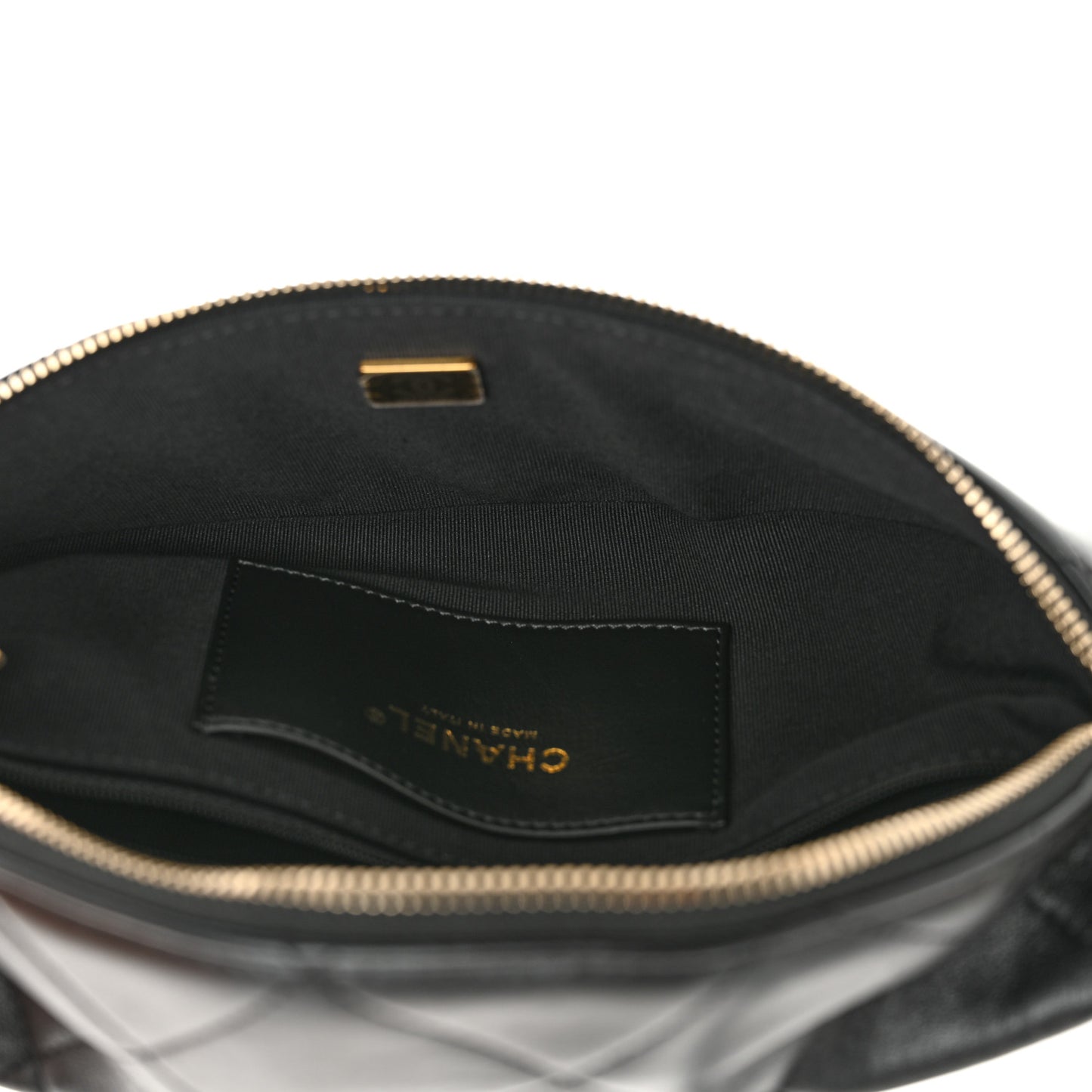 Lambskin Enamel Quilted Waist Bag Black