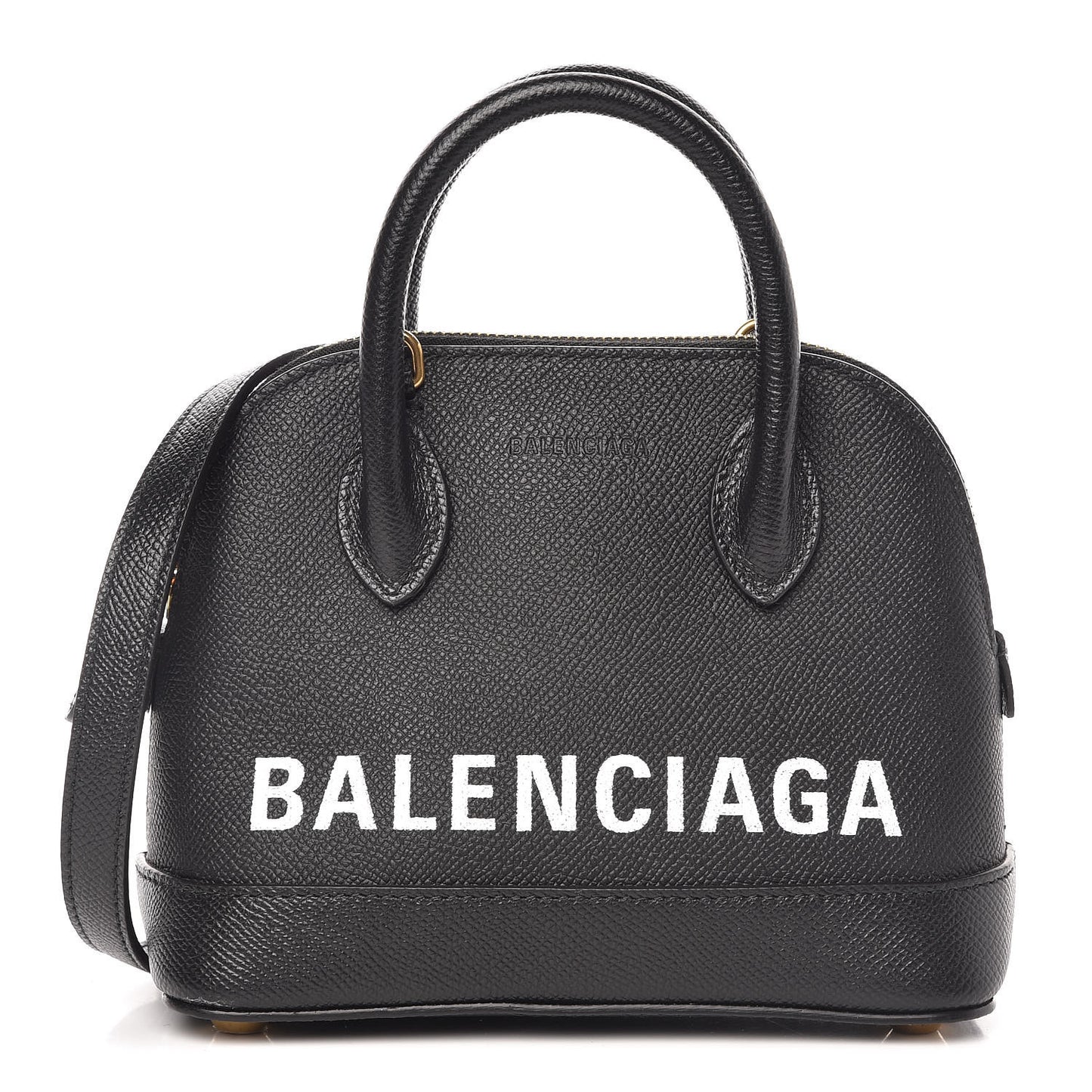 Signature Grained Calfskin XXS Ville Top Handle Bag Black White