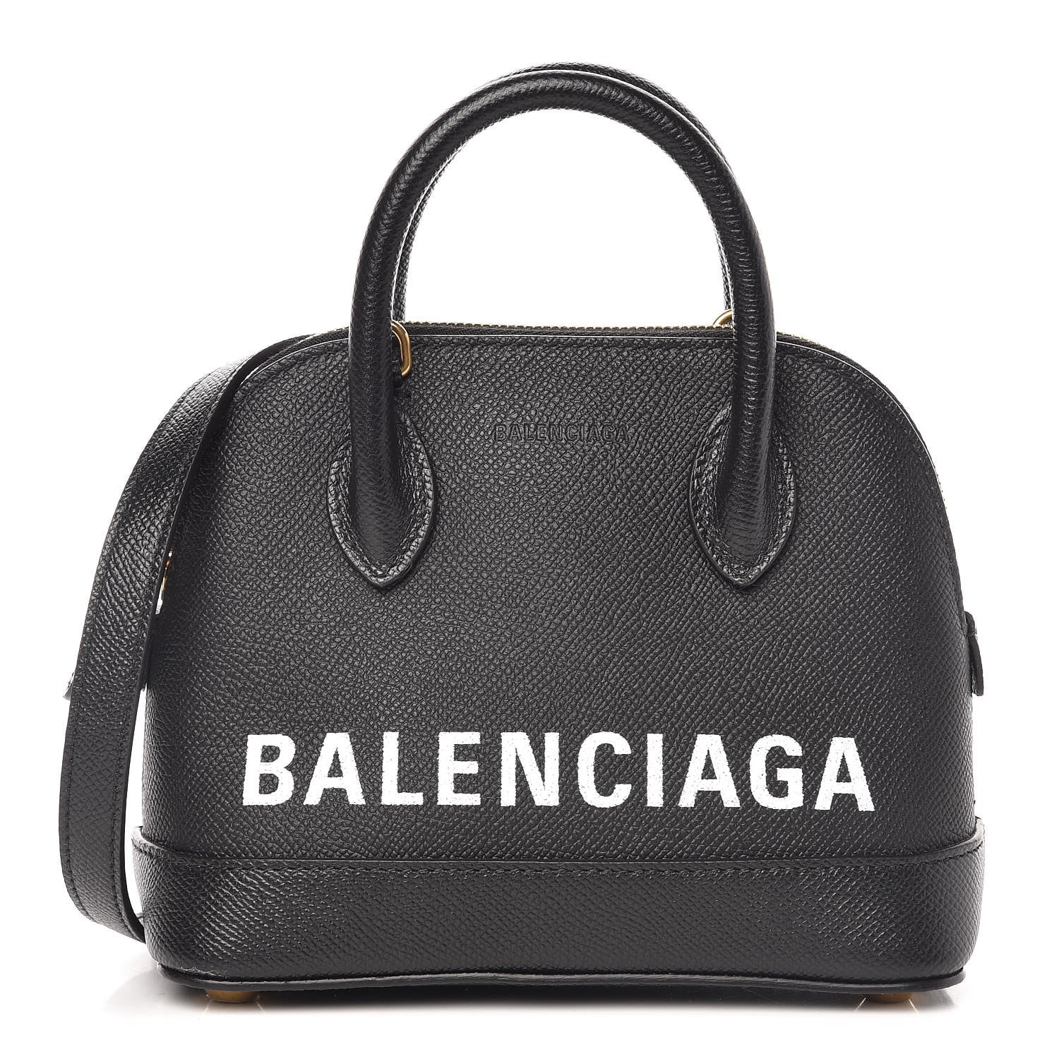Balenciaga Signature Grained Calfskin XXS Ville Top Handle Bag Black White 1 of 9