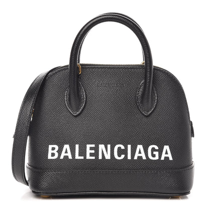 Balenciaga Signature Grained Calfskin XXS Ville Top Handle Bag Black White 1 of 9