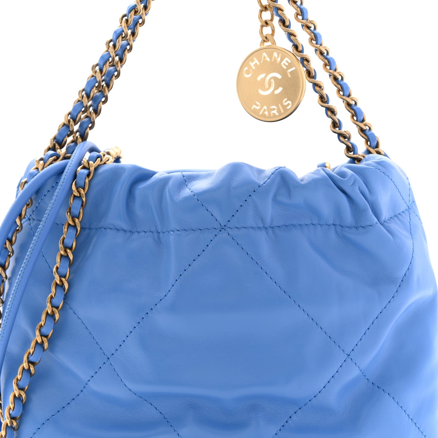 Chanel Shiny Calfskin Quilted Mini Chanel 22 Blue 8 of 10