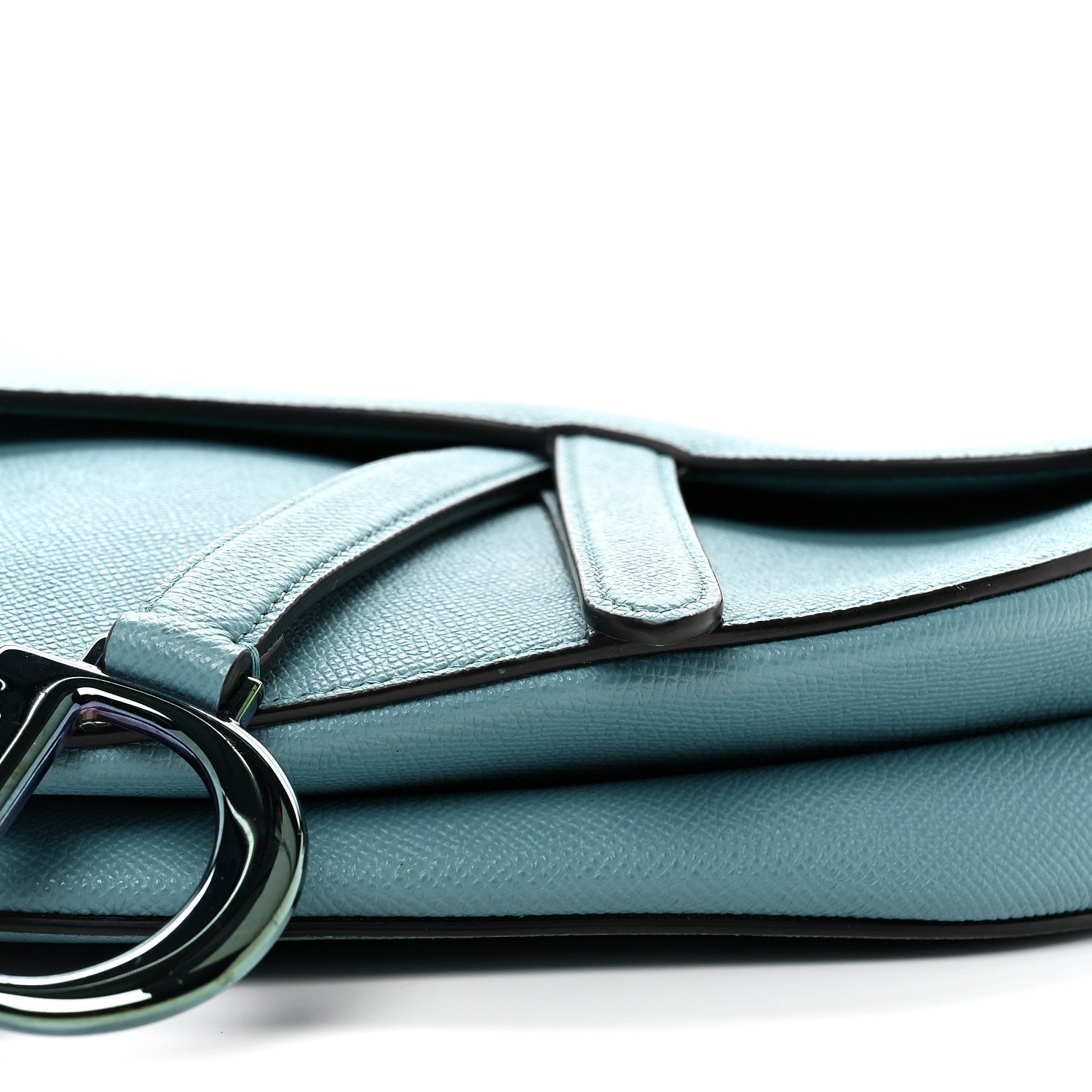 Christian Dior Grained Calfskin Saddle Bag Azure Blue 10 of 10