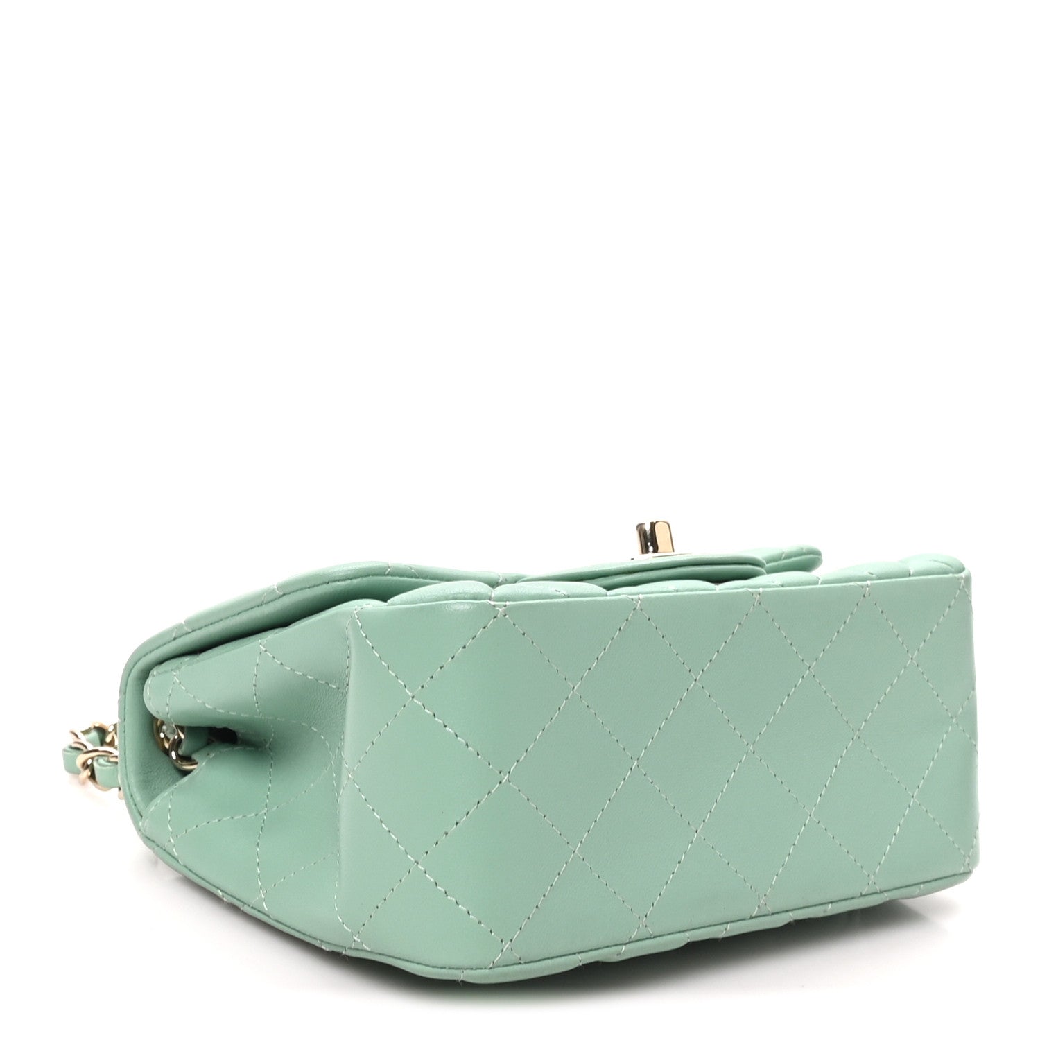Chanel Lambskin Quilted Mini Square Flap Light Green 4 of 10